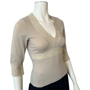 Costa Blanca Cotton Cream Top with Embroidery size M/L